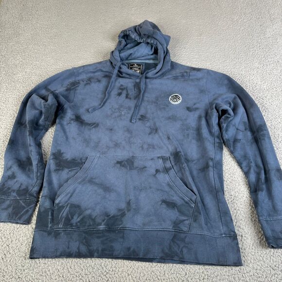 Rip Curl Hoodie Mens Medium Blue Tie-Dye Surf Logo Pullover Sweatshirt Sweater - Picture 2 of 11